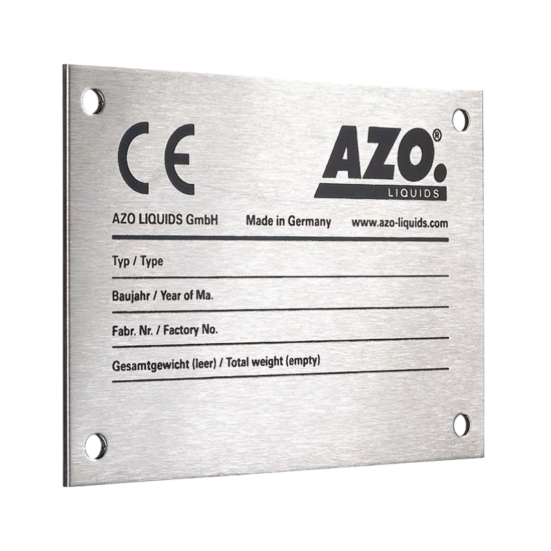Edelstahl Typenschild