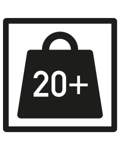 Produkt Hauptbild von Verpackungskennzeichen Pakete mit erhöhtem Gewicht 20kg, seewasserbeständige Folie, 20 x 20mm, 100 St./Rolle