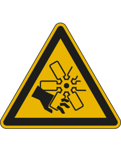 Hauptbild Warnschild: Warnung vor bewegenden Klingen, ISO, Standardfolie, Schenkellänge 200 mm