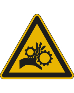 Hauptbild Warnschild: Warnung vor sich bewegenden Zahnrädern, ISO, Standardfolie, Schenkellänge 200 mm