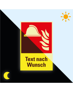 Permalight power Brandschutz-Kombischild: Mittel und Geräte zur Brandbekämpfung, Text nach Wunsch, Kunststoff lang nachleuchtend, 200 x 300 mm