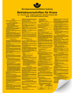 Aushang: Betriebsvorschriften Krane, DGUV 52, Folie, 400x300mm