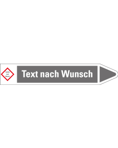 Bild der Vorderseite des Rohrleitungsetiketts:, Text nach Wunsch, rechts, ,  für Ø 60 - 90 mm, Standardfolie