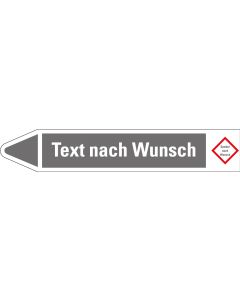 Bild der Vorderseite des Rohrleitungsetiketts:, Text nach Wunsch, links, , für Ø 15 - 25 mm, Standardfolie