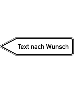 Hauptbild Wegweiser: Text nach Wunsch linksweisend, weiß, DIN 67520, Aluminium RA1 reflektierend, 1400 x 350 mm