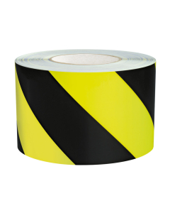 PERMALIGHT Warnmarkierungsband floureszierend links- oder rechtsweisend, gelb-schwarz, ASR A1.3, Folie selbstklebend, 50 oder 100 mm