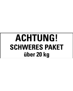 Produkt Hauptbild von Hinweisetikett SCHWERES PAKET über 20kg, weiß, permanent haftendes Haftpapier, 147 x 50mm, 250 St./Rolle