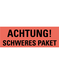 Produkt Hauptbild von Hinweisetikett Achtung Schweres Paket, leuchtrot, permanent haftendes Haftpapier, 147 x 50mm, 250 St./Rolle