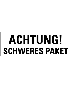 Produkt Hauptbild von Hinweisetikett Achtung Schweres Paket, weiß, permanent haftendes Haftpapier, 147 x 50mm, 250 St./Rolle