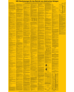Betriebsaushang: VDE-Bestimmungen Betrieb von elektrischen Anlagen, gelb, Kunststoff, 4 Bohrungen, 610 mm x 980 mm, 1 Stück