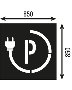 Bodenmarkierungsschablonen: Schablone Elektroauto für Markierungen mit Farben, Kunststoff, Schrifthöhe 360 mm, 2 St./Verpackungseinheit
