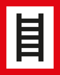 Feuerwehrschild: Stelle zum Anleitern, weiß-rot, DIN 4066, Aluminium, 200 mm x 250 mm, 1 Stück