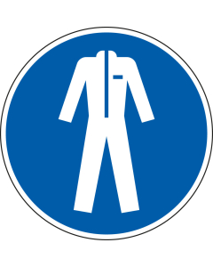 Gebotsschild: Schutzkleidung benutzen, blau-weiß, ASR/ISO, Folie selbstklebend, Ø 100 mm, 1 Stück