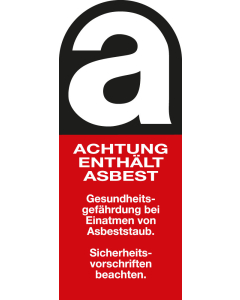 Gefahrenkennzeichen: ACHTUNG ENTHÄLT ASBEST Typ B, Folie selbstklebend, 40 x 95 mm, 1 Stück