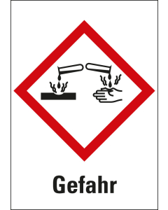 Gefahrensymbol: GHS05 Ätzwirkung mit Signalwort Gefahr, Folie selbstklebend, 148 x 210 mm, 1 Stück