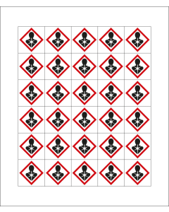 Gefahrensymbol: GHS08 Gesundheitsgefahr, Folie selbstklebend, 20 x 20 mm, 30 St./Bogen