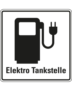 Hinweisschild: Elektro Tankstelle, Aluminium RA0 reflektierend, 600 mm x 600 mm, 1 Stück