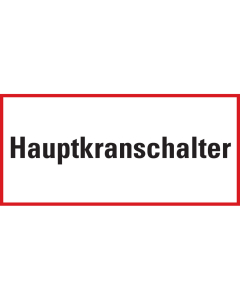 Hinweisschild: Hauptkrankschalter, Aluminium, 385 x 185 mm, 1 Stück
