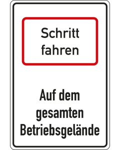 Hinweisschild: Schritt fahren - Betriebsgelände, DIN, Aluminium RA0 reflektierend, 600 mm x 900 mm, 1 Stück