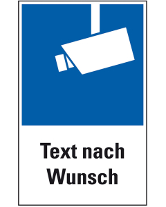 Hinweisschild: Text nach Wunsch, Videoinfozeichen mit Text, Kunststoff, 200 x 300 mm, 1 Stück