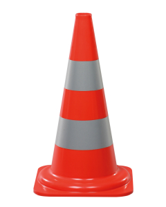 Leitkegel: Leitkegel für Tag - und Nachteinsatz, rot-silber tagesleuchtend, PVC mit Silberringen aus Reflexfolie, 1,3 kg, 500 mm, 1 Stück