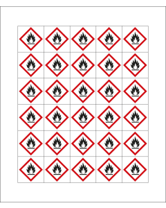 Mini-Gefahrstoffsymbol: GHS02 mit Flamme, Folie selbstklebend, 20 x 20 mm, 30 St./Bogen