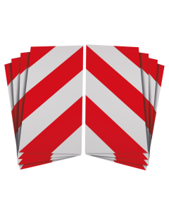 ORALITE® Containerwarnmarkierungs-Set je 4 links-/ 4 rechtsweisend, rot-weiß, Reflexfolie selbstklebend, 141 mm x 705 mm, 8 Stück / Satz