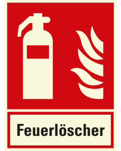 PERMALIGHT power Kombi-Brandschutzschild: Feuerlöscher, ASR/ISO, Piktogramm & Text, Aluminium lang nachleuchtend, 200 mm x 270 mm, 1 Stück