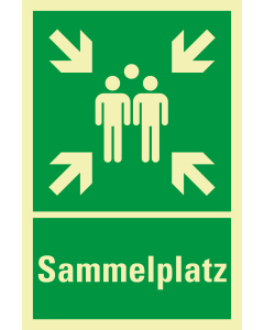 PERMALIGHT power Rettungszeichen-Kombischild: Sammelstelle, ASR/ISO, Aluminium lang nachleuchtend, 400 x 600 mm, 1 Stück