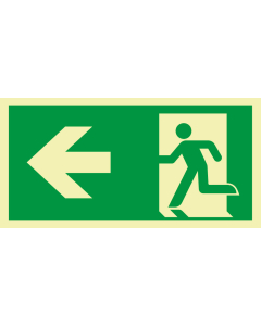 PERMALIGHT power Rettungszeichen: Rettungsweg links mit Pfeil, ASR/ISO, Kunststoff lang nachleuchtend, 400 x 200 mm, 1 Stück