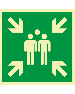 PERMALIGHT power Rettungszeichen: Sammelstelle, ASR/ISO, Aluminium lang nachleuchtend, 400 x 400 mm, 1 Stück
