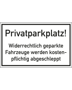 Parkverbot Privatparkplatz,AL,400x250mm
