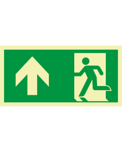 Permalight power Rettungszeichen: Notausgang geradeaus, ASR/ISO, Folie selbstklebend lang nachleuchtend , 300 x 150 mm, 1 Stück