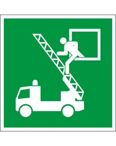 Rettungszeichen: Rettungsausstieg, grün-weiß, ASR/ISO, Folie selbstklebend, 200 x 200 mm, 1 Stück