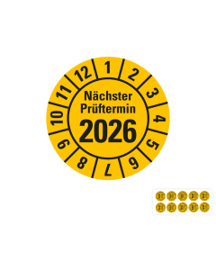 Produkt Hauptbild von Jahresprüfplakette Nächster Prüftermin, 2026, gelb, Folie selbstklebend, Ø 20 oder 30 mm