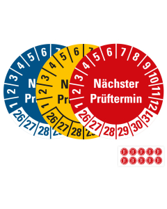 Produkt Hauptbild von Prüfplakette Nächster Prüftermin, 26 - 31, rot, blau oder gelb