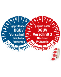 Prüfplakette geprüft nach DGUV Vorschrift 3 Nächster Prüftermin, 27 - 32,  500 St./Rolle