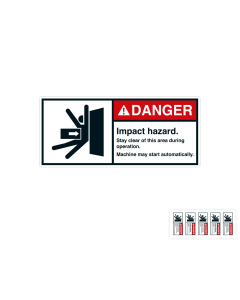 Produkt Hauptbild von ANSI-Aufkleber: DANGER Impact hazard [...], UL-anerkannt, ANSI Z535-4, Folie selbstklebend, versch. Größen