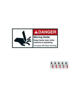 Produkt Hauptbild von ANSI-Aufkleber: DANGER Moving blade [...], UL-anerkannt, ANSI Z535-4, Folie selbstklebend, versch. Größen