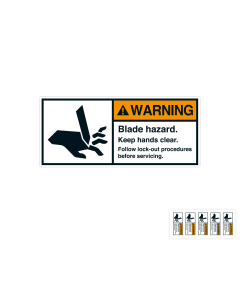Produkt Hauptbild von ANSI-Aufkleber: WARNING Blade hazard. Keep hands clear [...], UL-anerkannt, ANSI Z535-4, Folie selbstklebend, versch. Größen