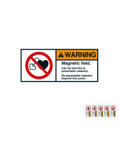 Produkt Hauptbild von ANSI-Aufkleber: WARNING Magnetic field. Can be harmful to pacemaker wearers, UL-anerkannt, ANSI Z535-4, Folie selbstklebend, versch. Größen