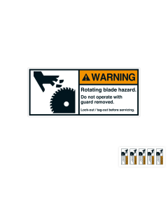 Produkt Hauptbild von ANSI-Aufkleber: WARNING Rotating blade hazard [...], UL-anerkannt, ANSI Z535-4, Folie selbstklebend, versch. Größen