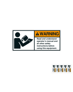 Produkt Hauptbild von ANSI-Aufkleber: WARNING Read and understand operator’s manual [...], UL-anerkannt, ANSI Z535-4, Folie selbstklebend, versch. Größen