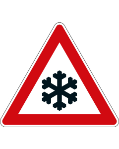 Verkehrszeichen-Nr. 145-53, Schnee- oder Eisglätte, Aluminium reflektierend RA0, Schenkellänge 900 mm, 1 Stück