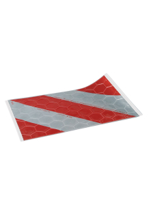 Warnmarkierung für Hubladebühnen linksweisend ohne Halter, rot-weiß, Planenstoff mit reflektierender Folie, 440 mm x 260 mm, 1 Stück