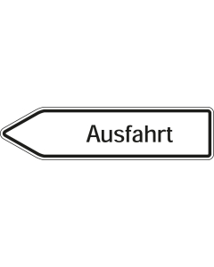 Wegweiser: Ausfahrt linksweisend, weiß, DIN 67520, Aluminium RA0 reflektierend, 1400 mm x 350 mm, 1 Stück