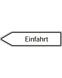 Wegweiser: Einfahrt linksweisend, weiß, DIN 67520, Aluminium RA0 reflektierend, 1400 mm x 350 mm, 1 Stück