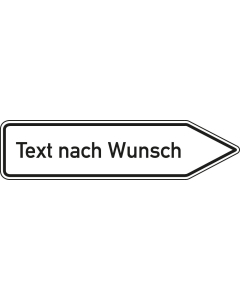 Wegweiser: Text nach Wunsch rechtsweisend, weiß, DIN 67520, Aluminium RA0 reflektierend, 1400 mm x 350 mm, 1 Stück