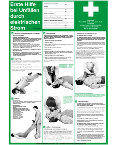 Betriebsaushang Erste Hilfe bei Unfällen mit elektrischem Strom