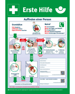 Betriebsaushang: Erste Hilfe, gemäß DGUV 204-001 bis -004, Kunststoff PS oder Aluminium, 395 mm x 575 mm, nur als Einzelstück